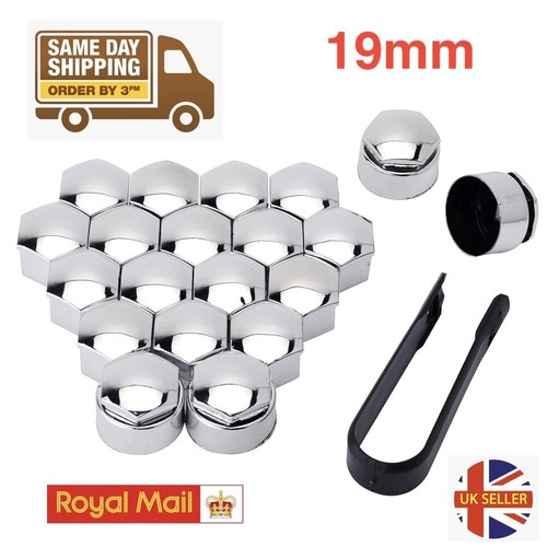 19mm silver nut caps 4x - 19mm, +