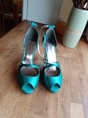 Turquoise strappy satin - turquoise, high