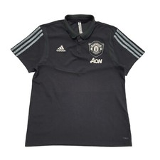 Adidas Manchester Utd Black Polo Shirt Short Sleeve Sports Uk Men's L DD553