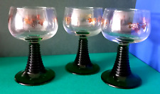 SET x3 LUMINARC WINE GLASSES RIBBED GREEN STEM GILT GRAPEWINE DESIGN FRANCE MADE