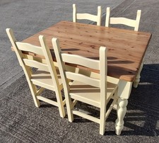 Farmhouse Dining Table With 4 Chairs Painted