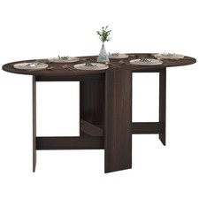 HOMCOM Oval Kitchen Table, Space-Saving, Chocolate Wood, Refurbished