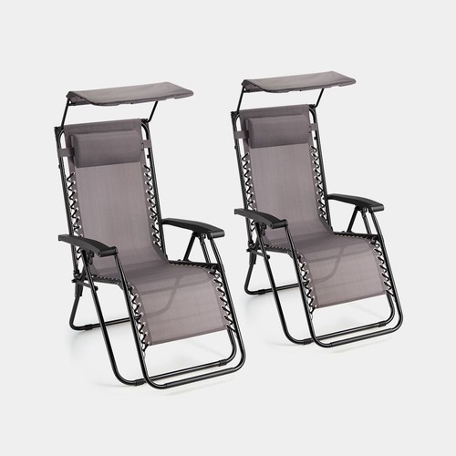 Grey reclining garden chairs - garden,