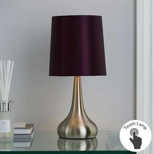 New Stylish Design Rimini Touch Lamp With Faux Silk Lampshade Bedside Light
