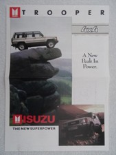 Isuzu Trooper 4x4 brochure c1990. A3 size. SWB and LWB models.