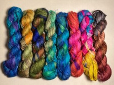 Indian Hand Tie-dyed Silk Sari Ribbon 100g NEW COLOURS 2025