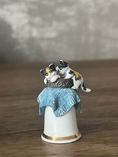 Sterling Classic Porcelain Thimble Cats Kittens basket figurine Limited Edition