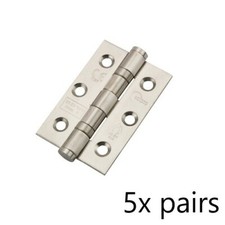 Eclipse 3" Grade 7 Ball Bearing Butt Hinge Satin Stainless Steel -14852(5 Pairs)