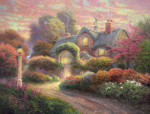Thomas kinkade rosebud cottage - rosebud,