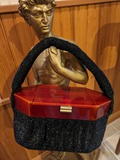 Vtg  Amber Lucite Box Purse