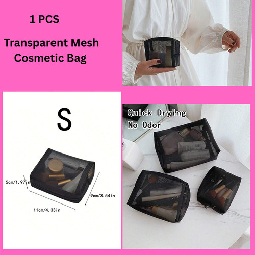 Mesh makeup bag - makeup, transparent
