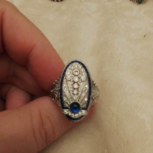 Art deco style crystal navy - art,