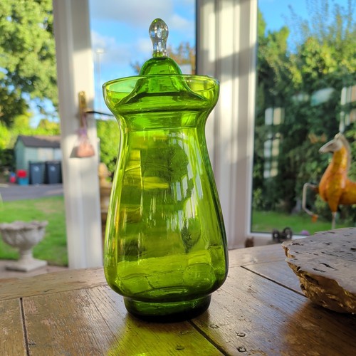 Vintage tall green glass - green,