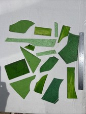 Reclaimed 1930s green Textured & coloured glass offcuts for Leaded lights mosaic