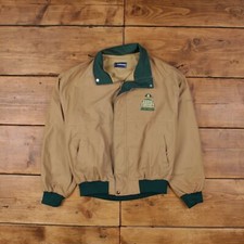 Vintage Holloway Bomber Jacket M 90s Arlington Horse Racing USA Made Beige