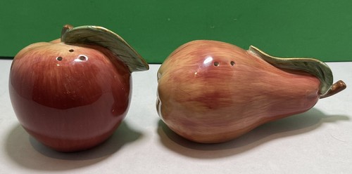 Ceramic apple and pear salt - and,