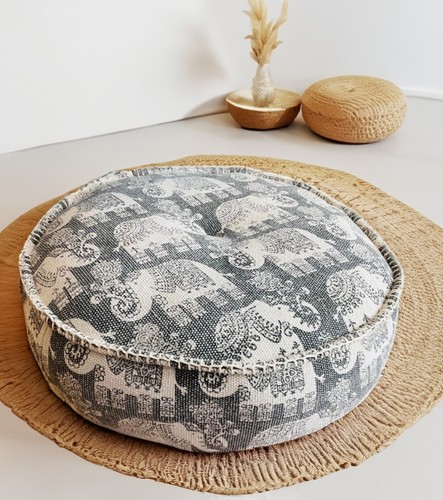 Elephant print pouffe soft - print,