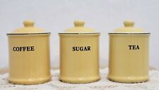 Premier Housewares 1997 Tea Pot Set Yellow Vintage Sugar Coffee Tea Canisters