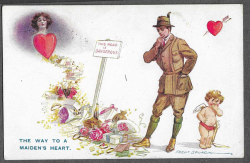 Artist drawn romantic - artist, postcard