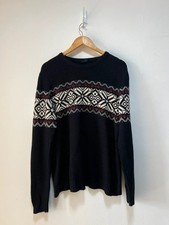 Defacto Knitted Pullover Jumper Size Large Navy Blue Knitted Jumper Snowflake Co