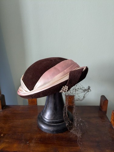 Brown vintage fascinator - brown, hat
