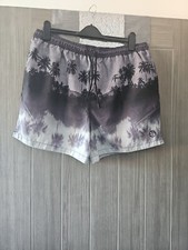 Mens Tu At Sainsburys Grey Palm Tree Print Swimshorts Size Large