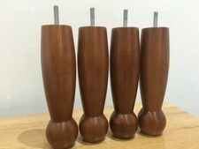 4x Brown Wooden Furniture Feet