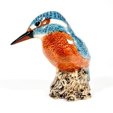 Quail Ceramics Kingfisher Bird Figurine Hand Painted Female Pottery Ornament