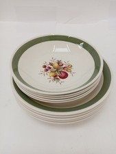 Crown Ducal Florentine Green Fruit Dessert Bowls Set of 10 Vintage