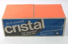 1970s Cristal H&R Johnson English Ceramic Tile Tangerine SE-13 Box of 36 NOS