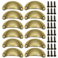 12PCS Vintage Bronze Shell Pull Cup Handles Cabinet Drawer Kitchen Cupboard Knob