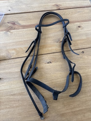 Full black leather headpiece - full,