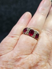 Pretty vintage silver red stone gypsy ring