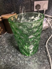 A 1930s Webbs Uranium Glass Optical Vase8 In Tall 6 In Wide Excellent Condition