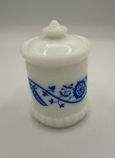 Vintage Milk Glass Jar Blue