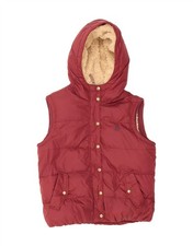 JACK WILLS Womens Hooded Padded Gilet UK 14 Large Burgundy Nylon DQ43