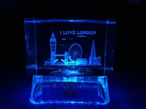 Laser etched crystal london - 3d,
