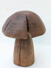 Hand Made Carved Large Wooden Toadstool Mushroom Figure 8 inches treen  wood