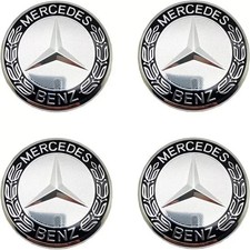 4x Black Silver Mercedes Benz Alloy Wheel Centre Caps 75mm Badges Hub- Fits All