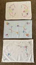 3x Vintage French Embroidered