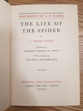 1916 THE LIFE OF THE SPIDER BY FABRE ENTOMOLOGY ARACHNID TARANTULA ARACHNOPHOBIA