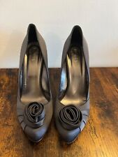 Hobbs London Women's Grey Satin Rose Corsage High Heeled Slip On Shoes Size UK 8