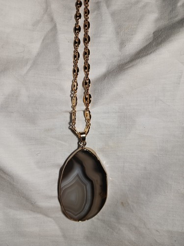 Brown gray agate stone slice - brown,