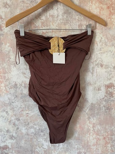 Zara brown bandeau swimsuit - zara,