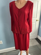 NWT Donna Morgan Women's Red Blazer And Skirt Suit - Size 12
