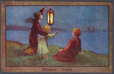 Brown Sails - art postcard by