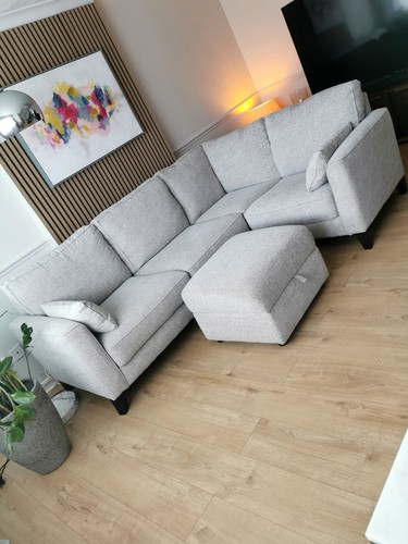 Beautiful grey beige sofa with - beautiful,