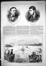 Antique Old Print Sport Boat