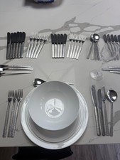 Viners Bark Cutlery by Gerald Beeney 8 piece x 6 place settings inc Servers MCM