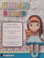 Crafts Kanban Urban Belles Clear Stamps & 23 Pieces Of Brightly Coloured Card.